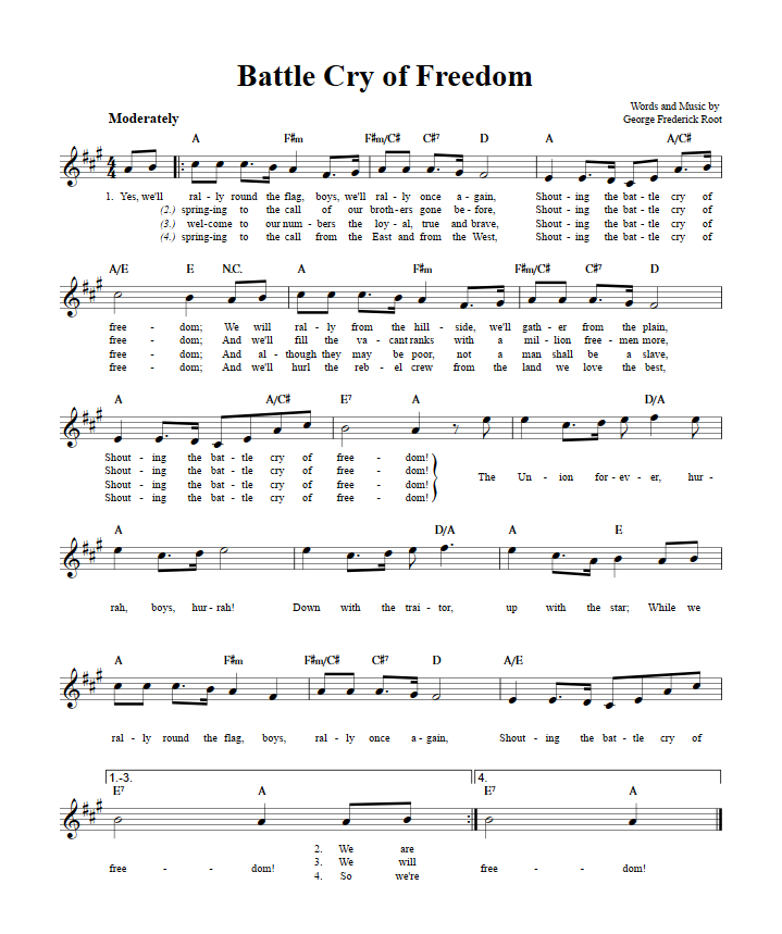 Battle Cry of Freedom Sheet Music for Clarinet, Trumpet, etc.