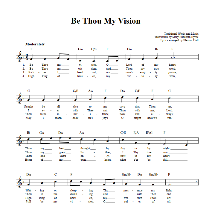 Be Thou My Vision Sheet Music for Clarinet, Trumpet, etc.