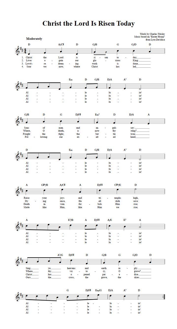 Christ The Lord Is Risen Today B-Flat Instrument Sheet Music (Lead ...