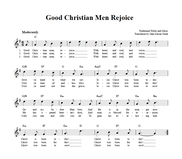 Good Christian Men Rejoice Sheet Music for Clarinet, Trumpet, etc.