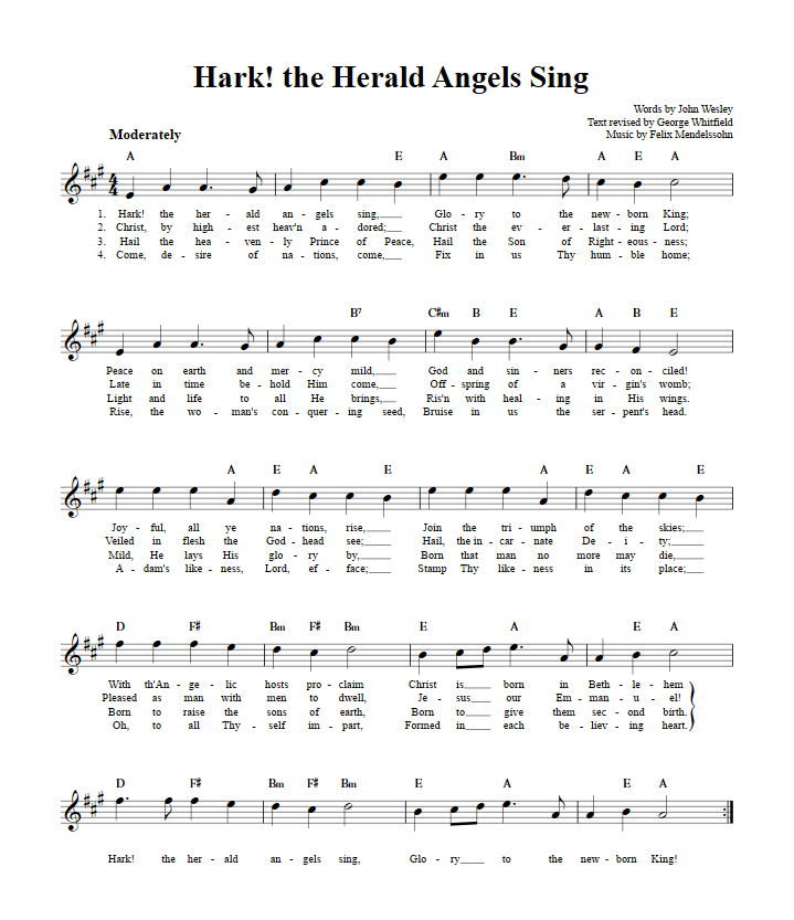Hark! the Herald Angels Sing Sheet Music for Clarinet, Trumpet, etc.