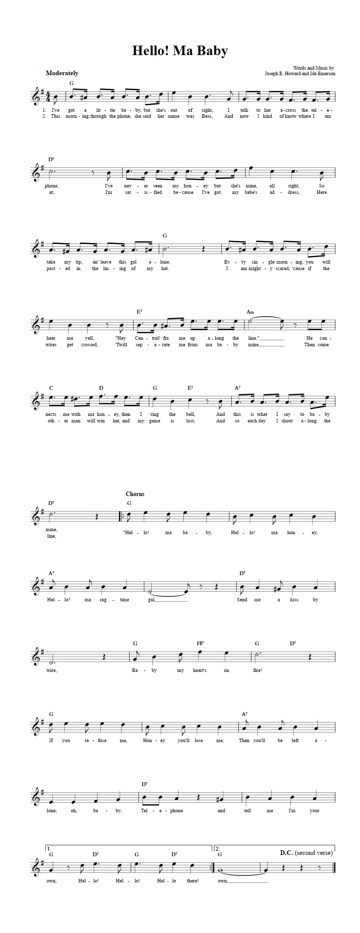 Hello! Ma Baby Sheet Music for Clarinet, Trumpet, etc.