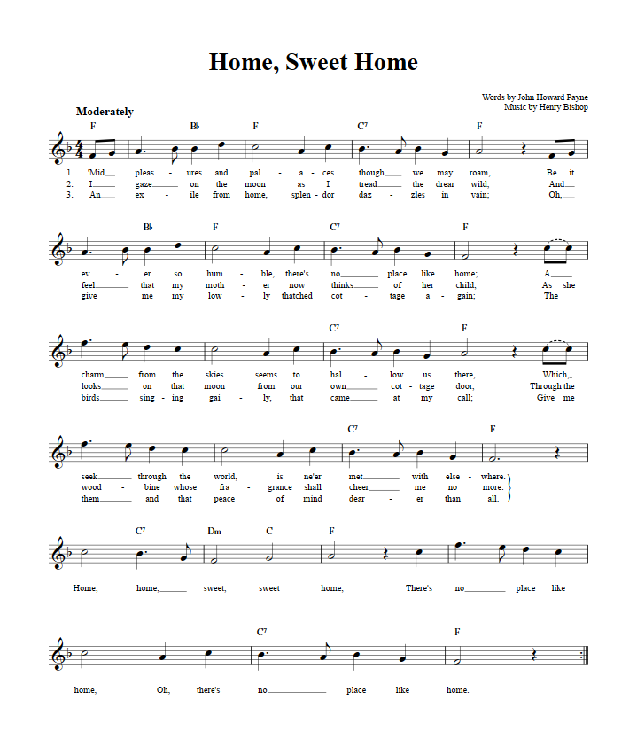 Home Sweet Home Sheet Music for Clarinet, Trumpet, etc.