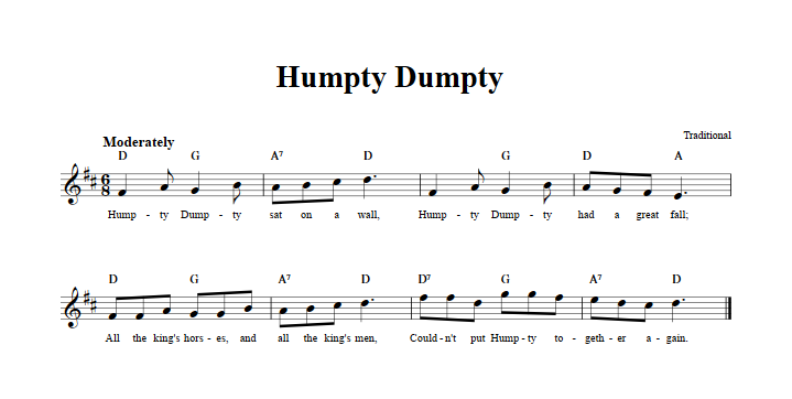 Humpty Dumpty Sheet Music for Clarinet, Trumpet, etc.