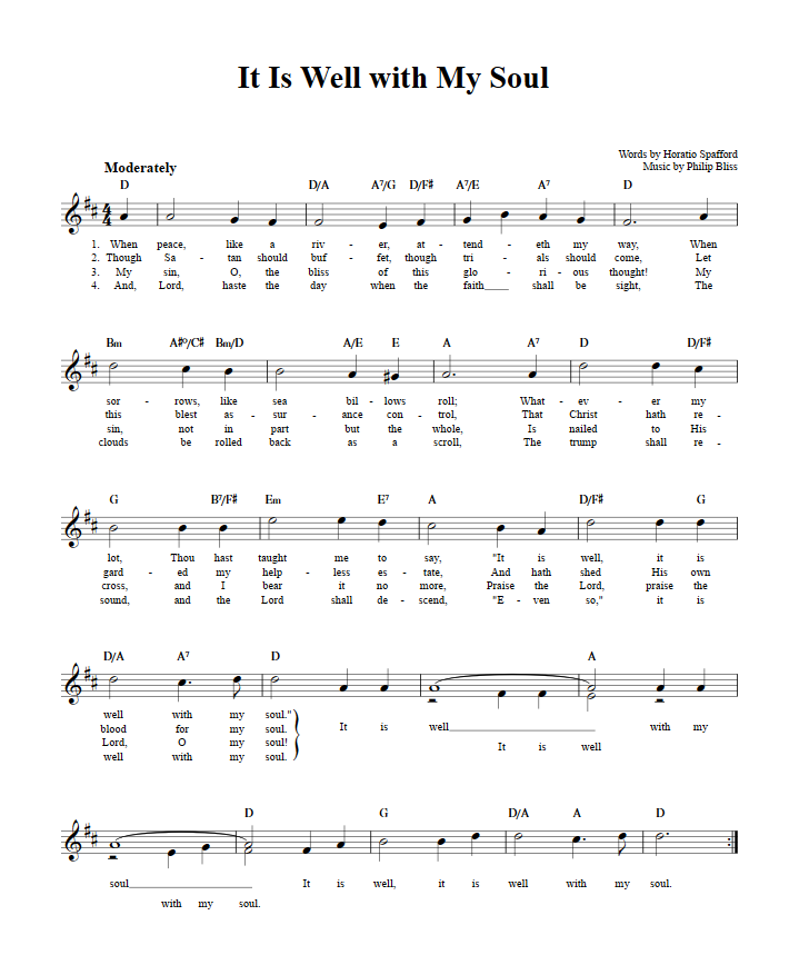 It Is Well With My Soul B Flat Instrument Sheet Music Lead Sheet With 