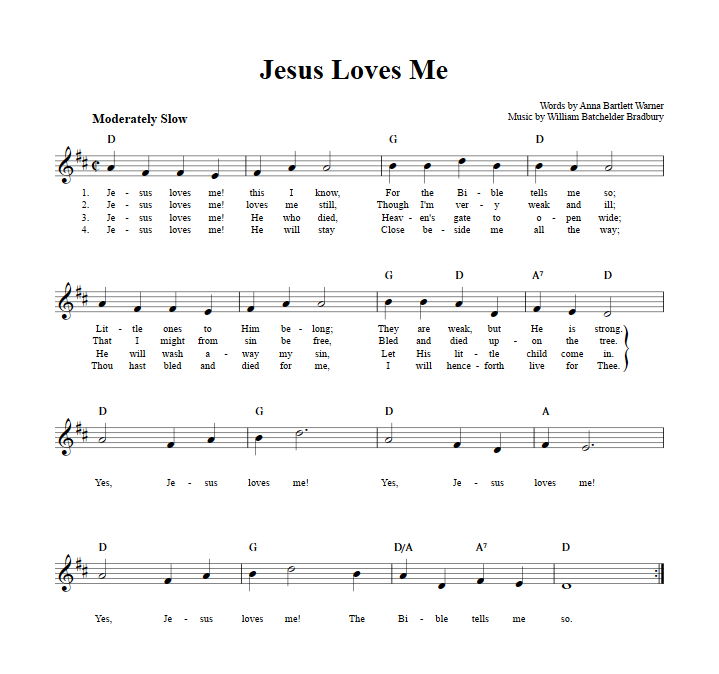 Jesus Loves Me Sheet Music for Clarinet, Trumpet, etc.