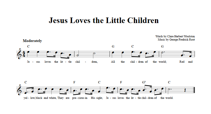 Jesus Loves the Little Children Sheet Music for Clarinet, Trumpet, etc.