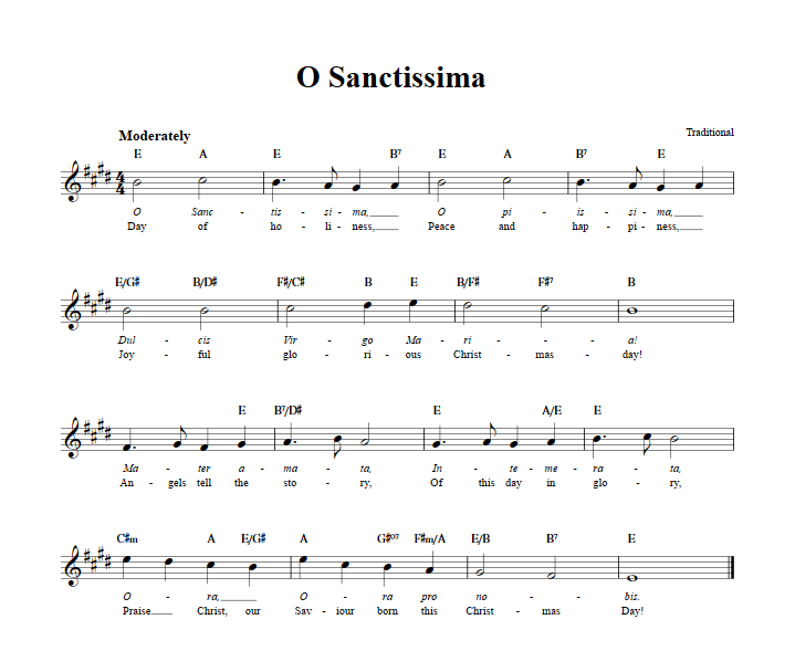 O Sanctissima Sheet Music for Clarinet, Trumpet, etc.