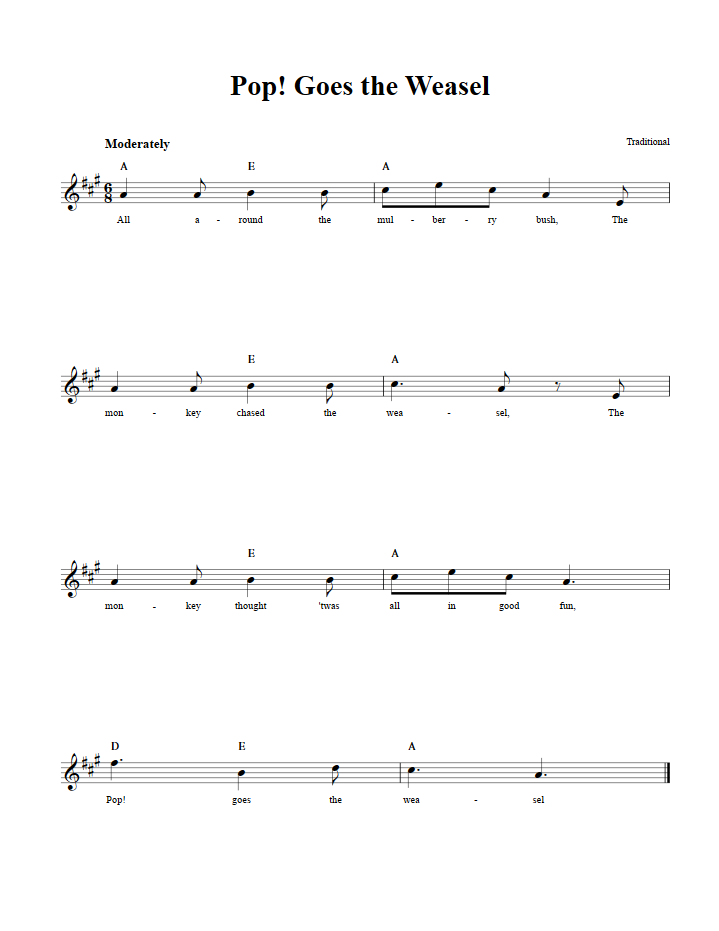 Pop! Goes the Weasel Sheet Music for Clarinet, Trumpet, etc.
