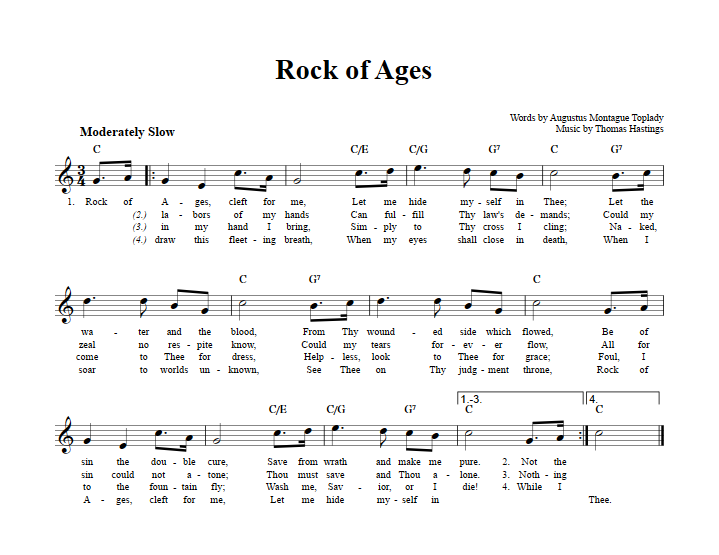 Rock of Ages Sheet Music for Clarinet, Trumpet, etc.