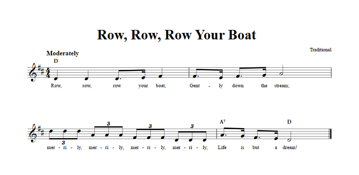 Row, Row, Row Your Boat Sheet Music for Clarinet, Trumpet, etc.