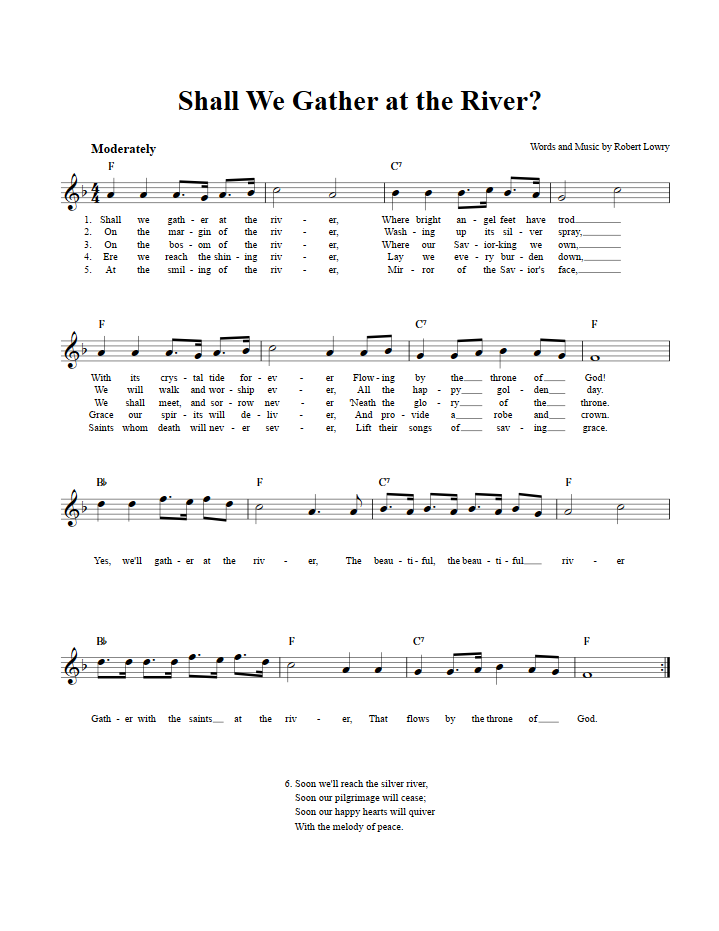 Shall We Gather at the River? Sheet Music for Clarinet, Trumpet, etc.
