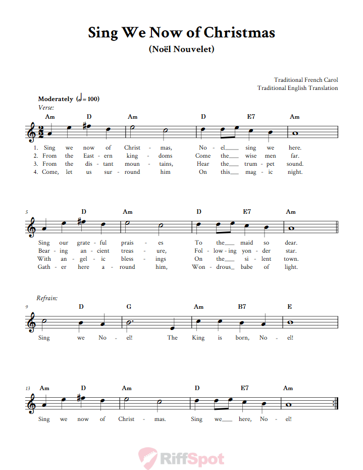 Sing We Now of Christmas Sheet Music for Clarinet, Trumpet, etc.