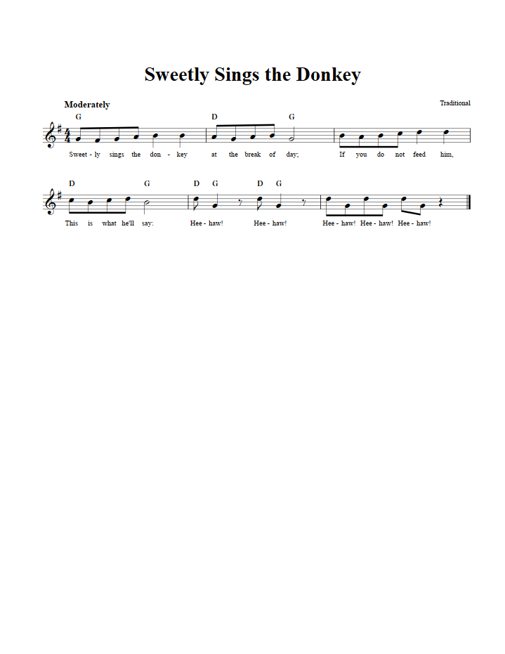 Sweetly Sings the Donkey Sheet Music for Clarinet, Trumpet, etc.
