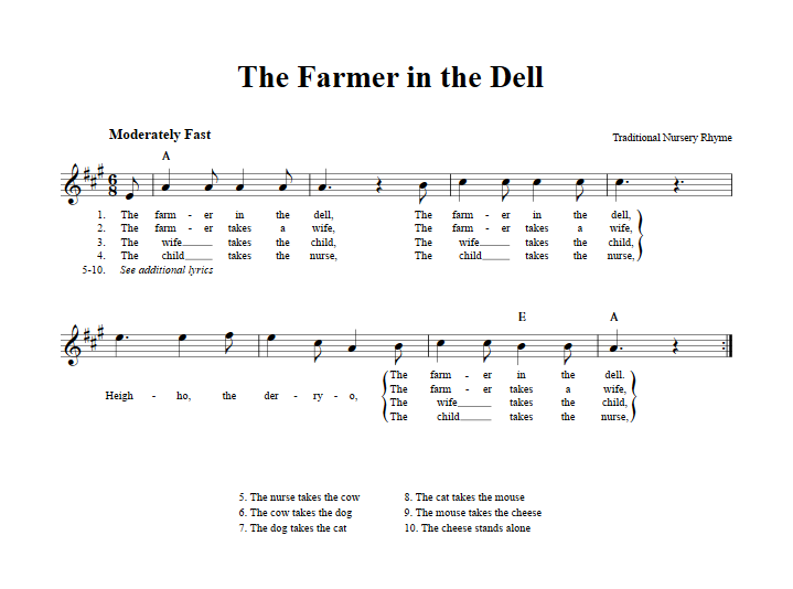 The Farmer in the Dell Sheet Music for Clarinet, Trumpet, etc.