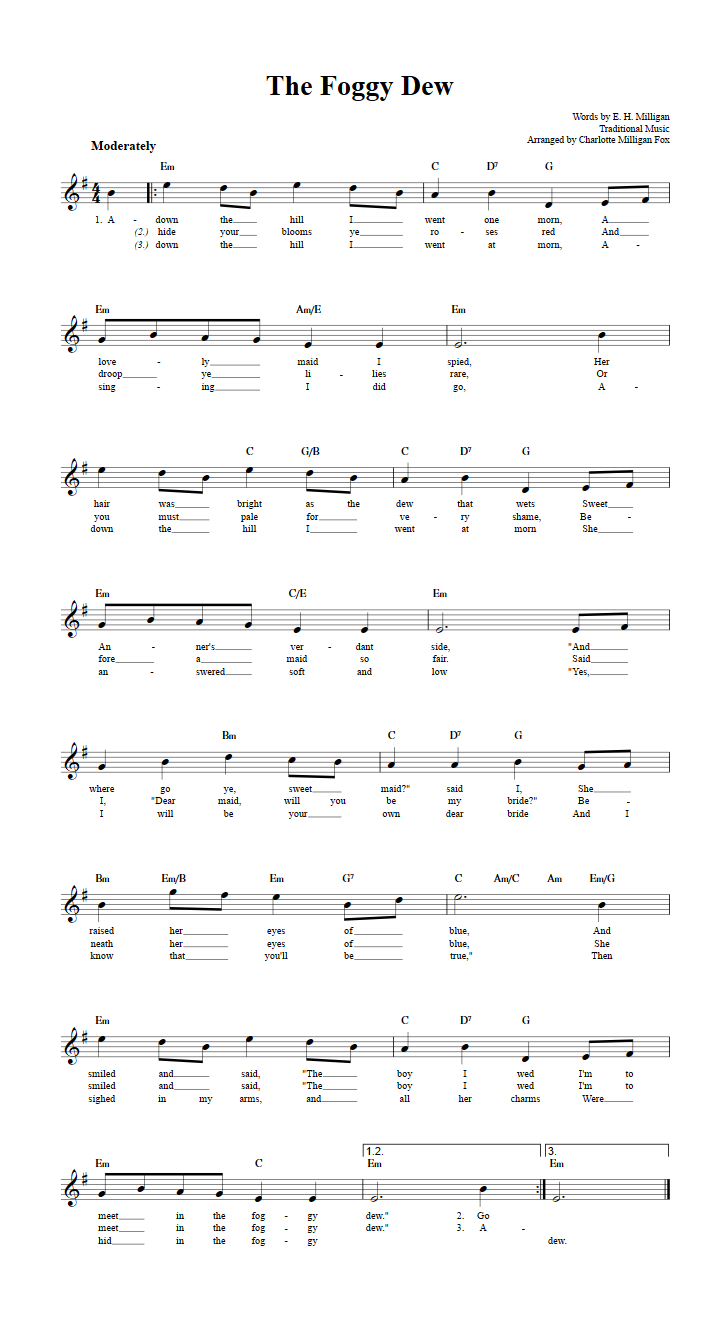 The Foggy Dew Sheet Music for Clarinet, Trumpet, etc.