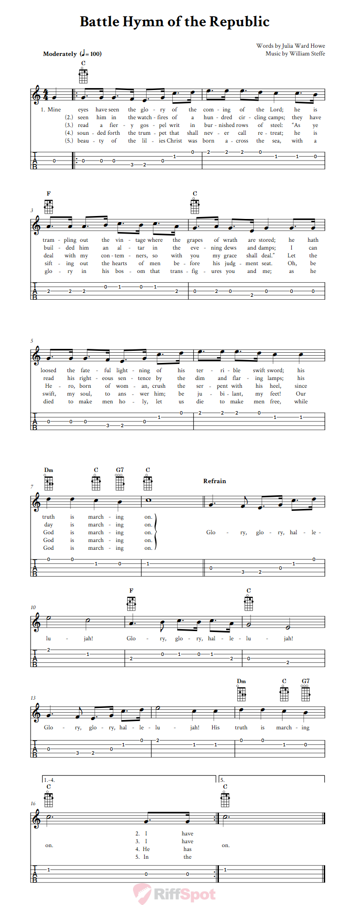 Battle Hymn of the Republic  Banjo Tab