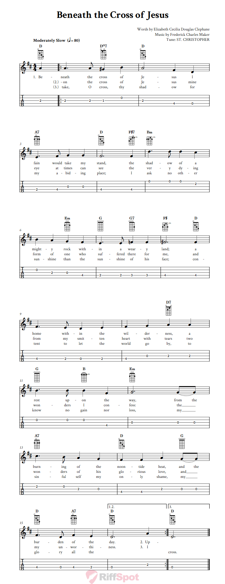 Beneath the Cross of Jesus  Banjo Tab