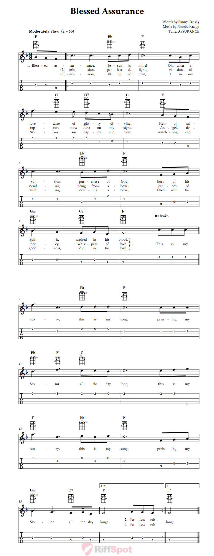 Blessed Assurance  Banjo Tab