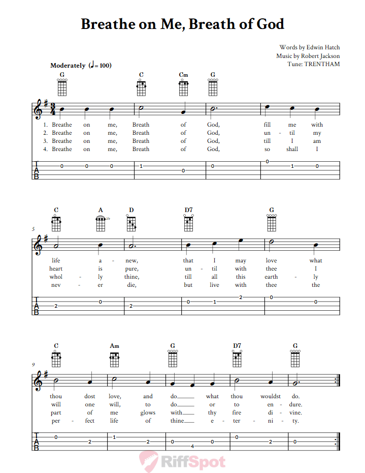 Breathe On Me, Breath Of God  Banjo Tab