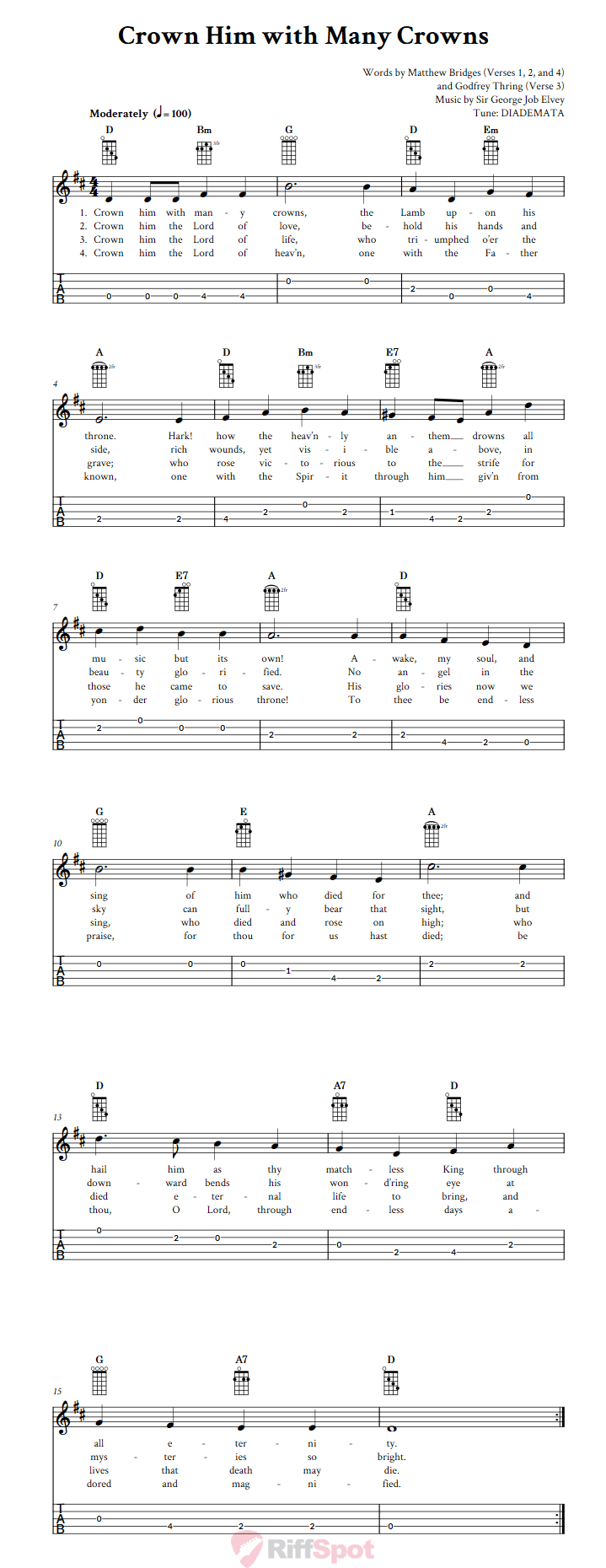 Crown Him with Many Crowns  Banjo Tab