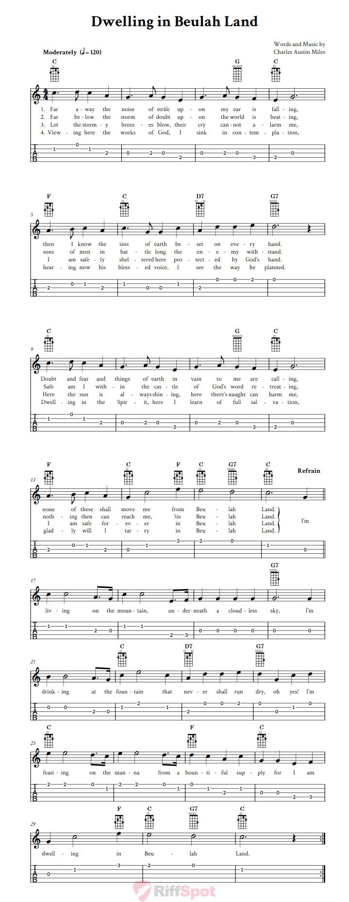 Dwelling in Beulah Land  Banjo Tab