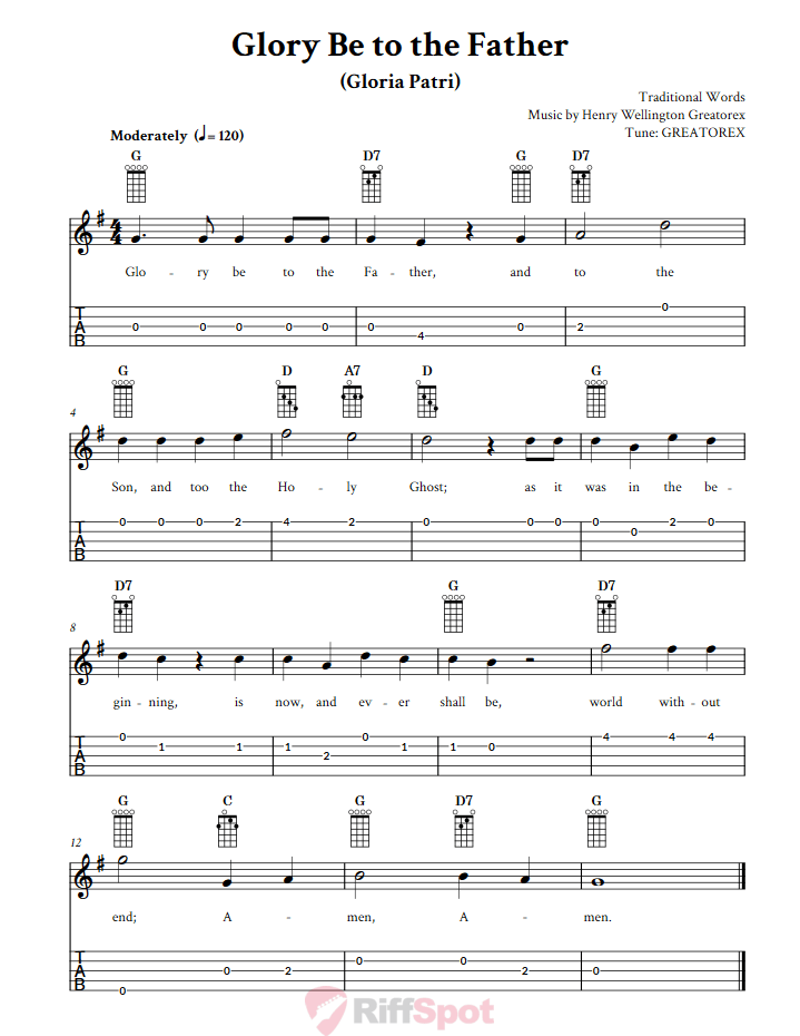 Glory Be To The Father  Banjo Tab