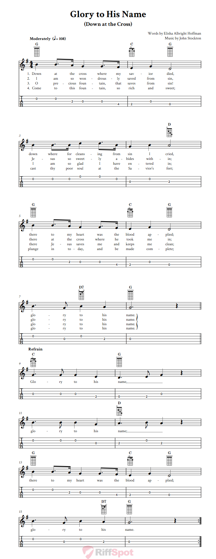 Glory To His Name  Banjo Tab
