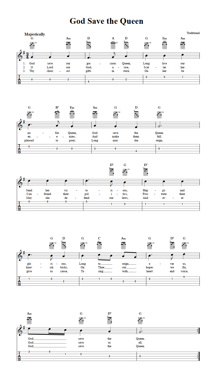 God Save The Queen - Guitar Tab Play-Along