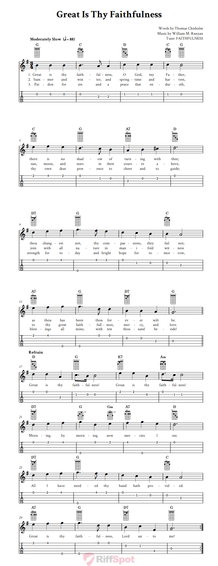 Great Is Thy Faithfulness  Banjo Tab