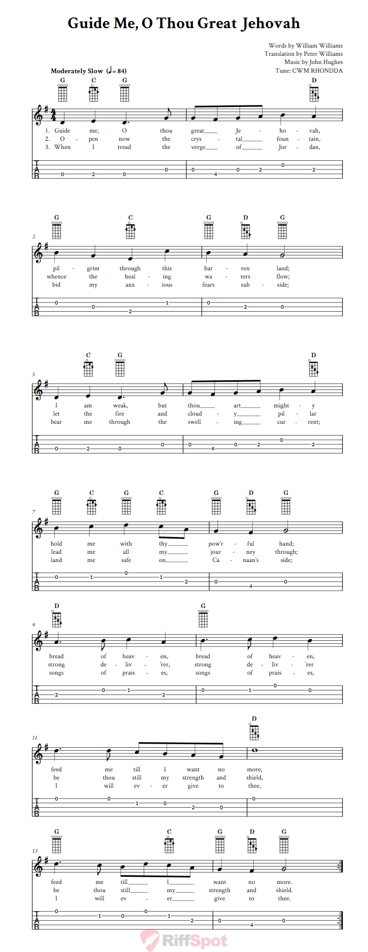 Guide Me, O Thou Great Jehovah  Banjo Tab