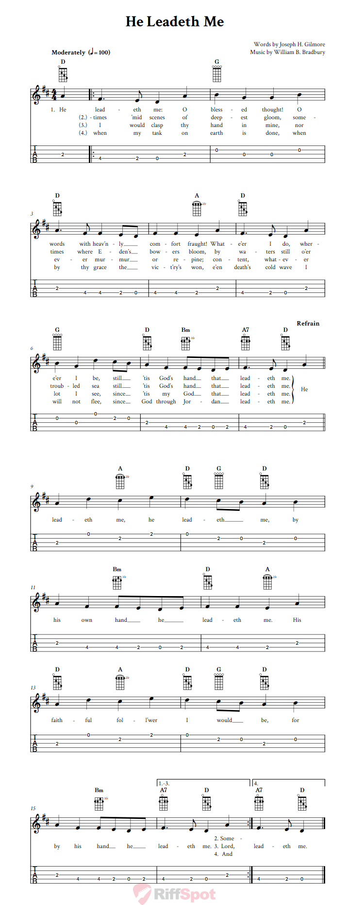 He Leadeth Me  Banjo Tab