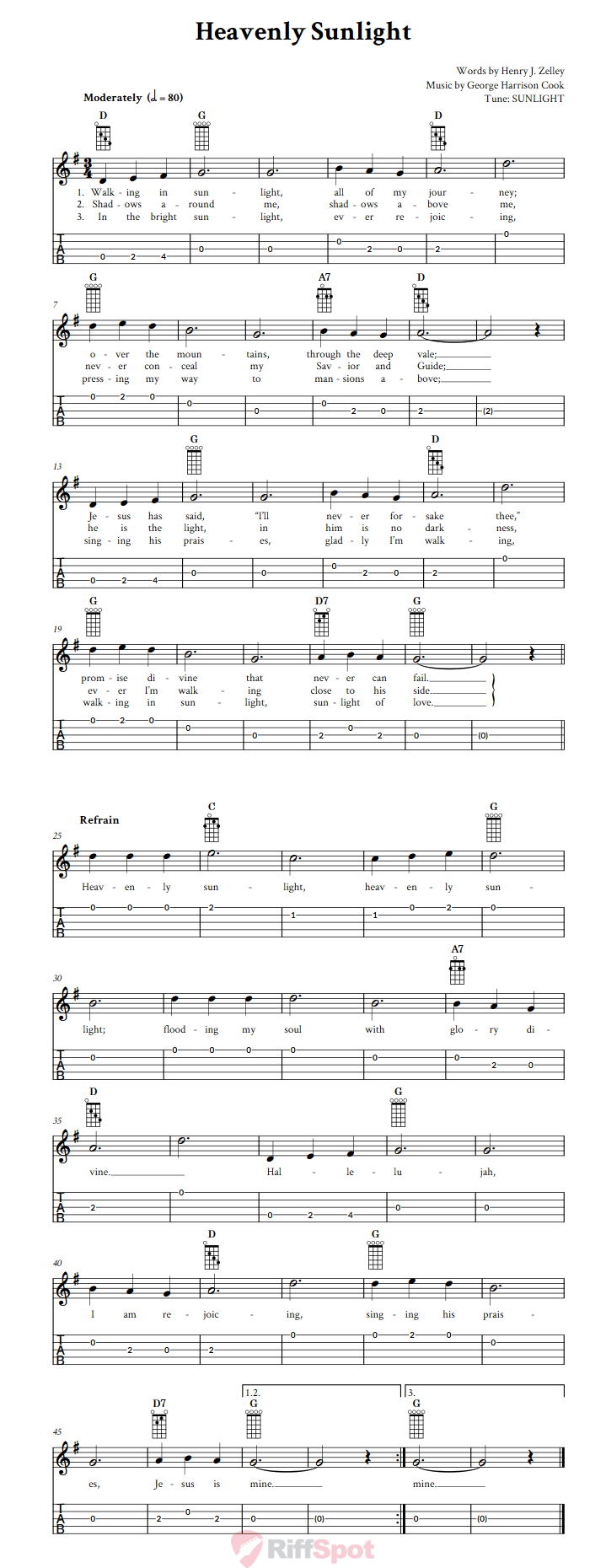 Heavenly Sunlight  Banjo Tab