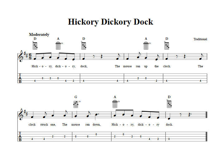 Hickory Dickory Dock  Banjo Tab