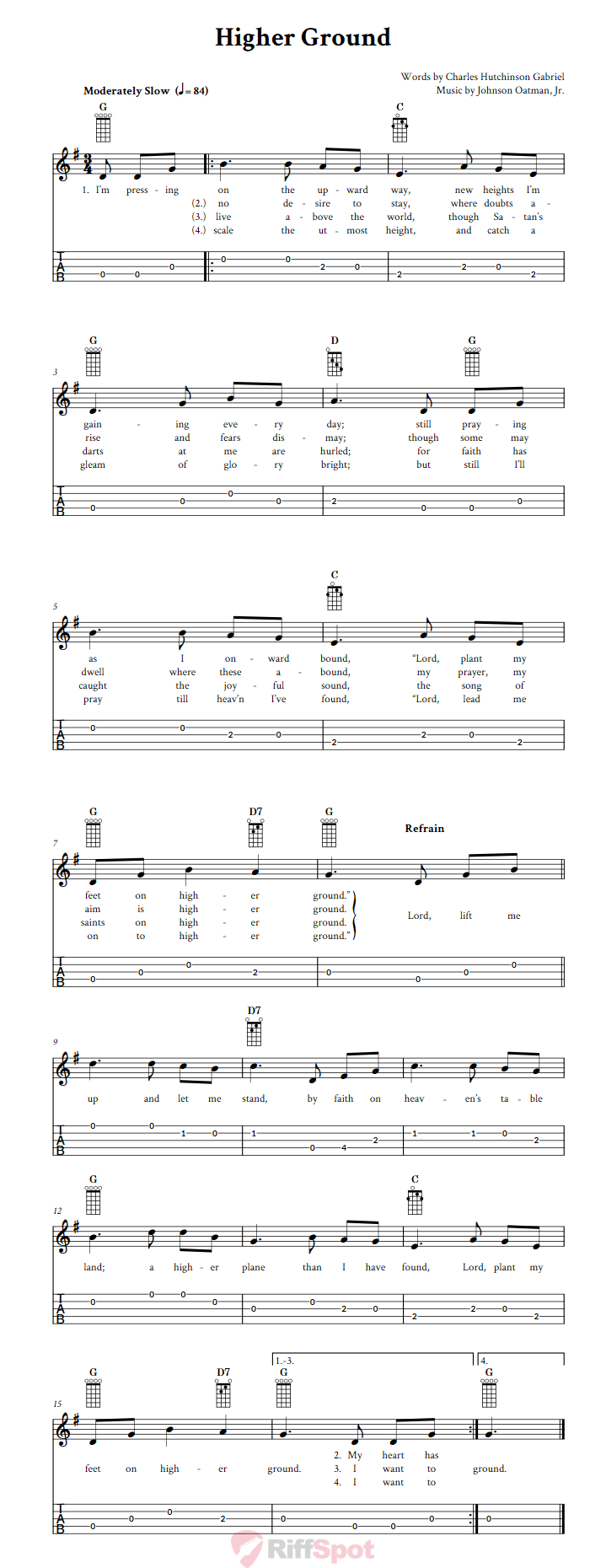 Higher Ground  Banjo Tab