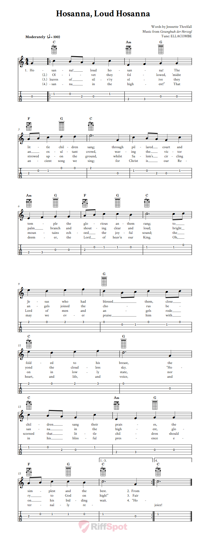 Hosanna, Loud Hosanna  Banjo Tab