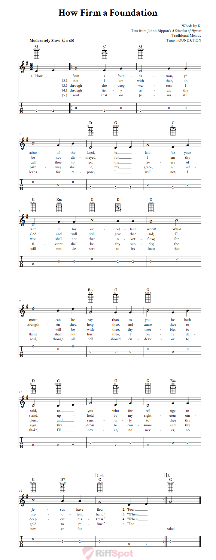 How Firm a Foundation  Banjo Tab