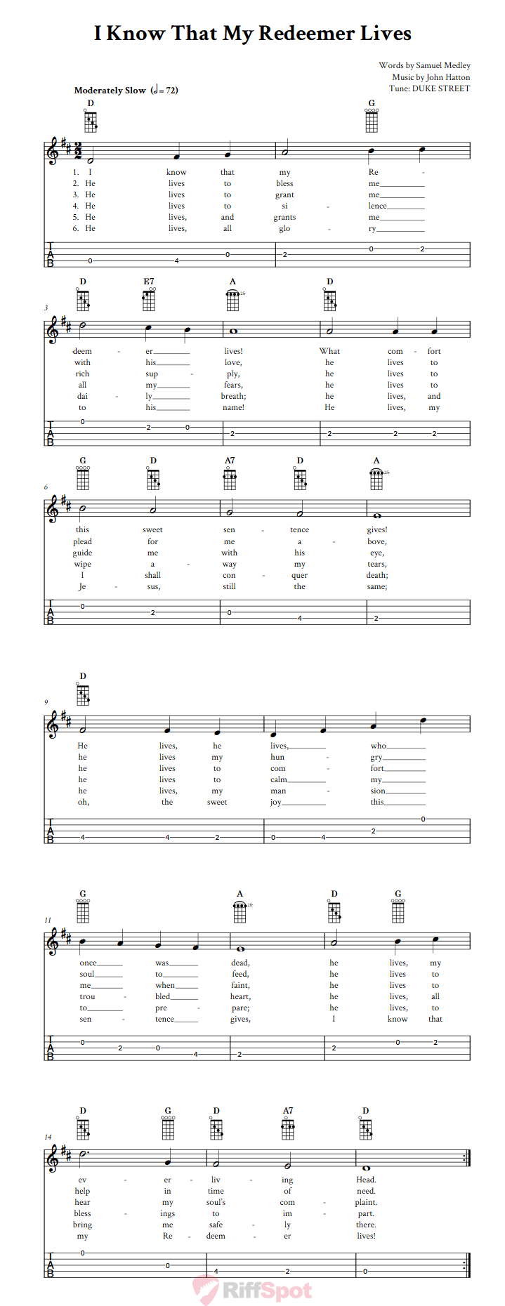 I Know That My Redeemer Lives  Banjo Tab