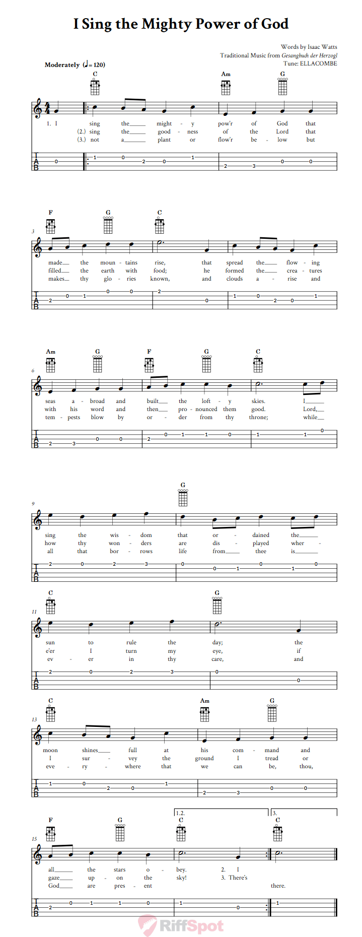 I Sing the Mighty Power of God  Banjo Tab