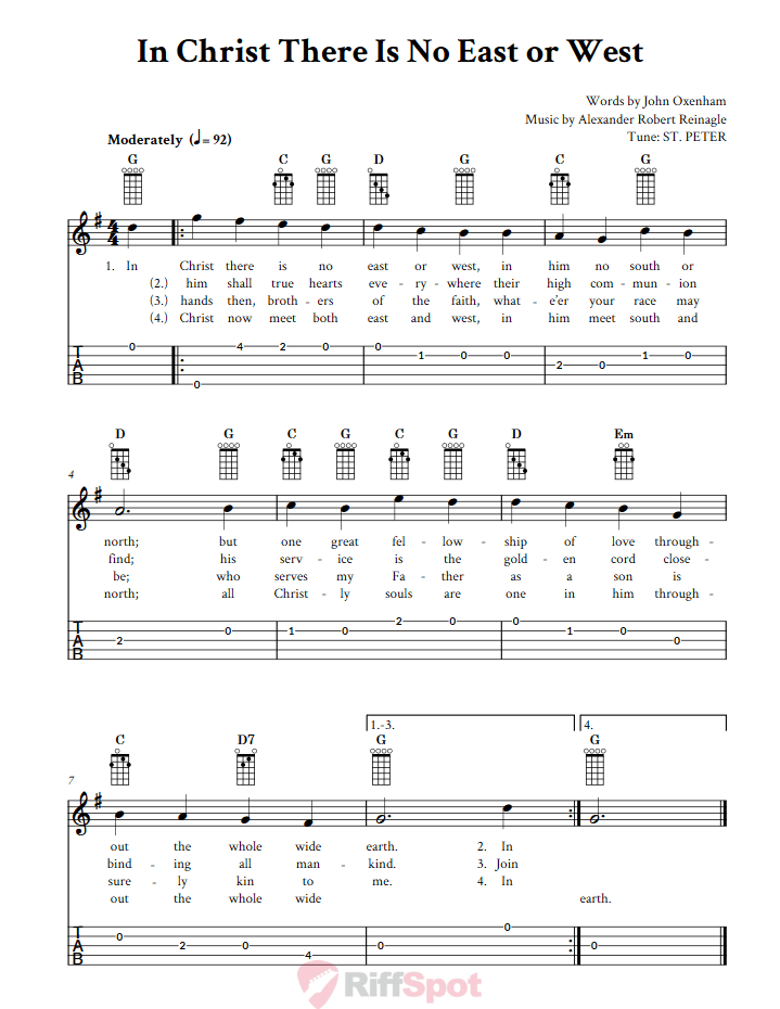 In Christ There Is No East or West  Banjo Tab