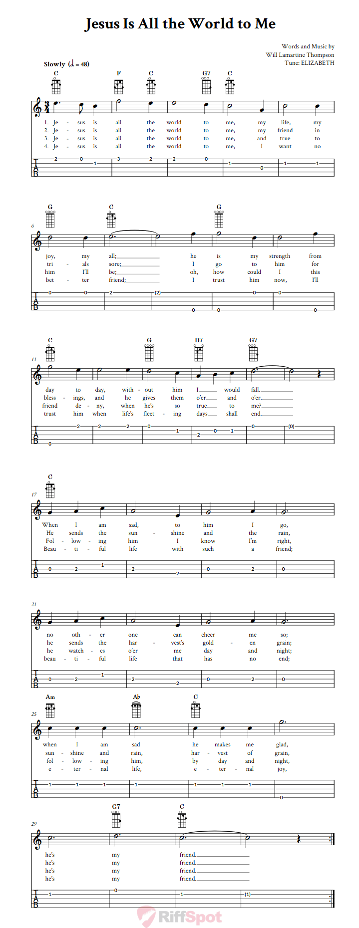 Jesus Is All the World to Me  Banjo Tab