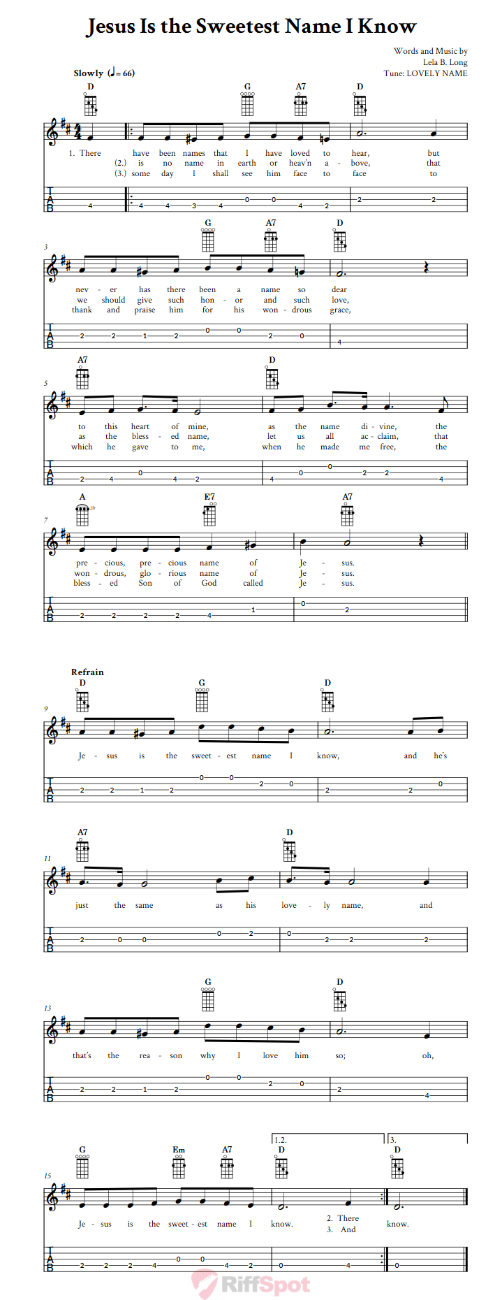 Jesus Is the Sweetest Name I Know  Banjo Tab