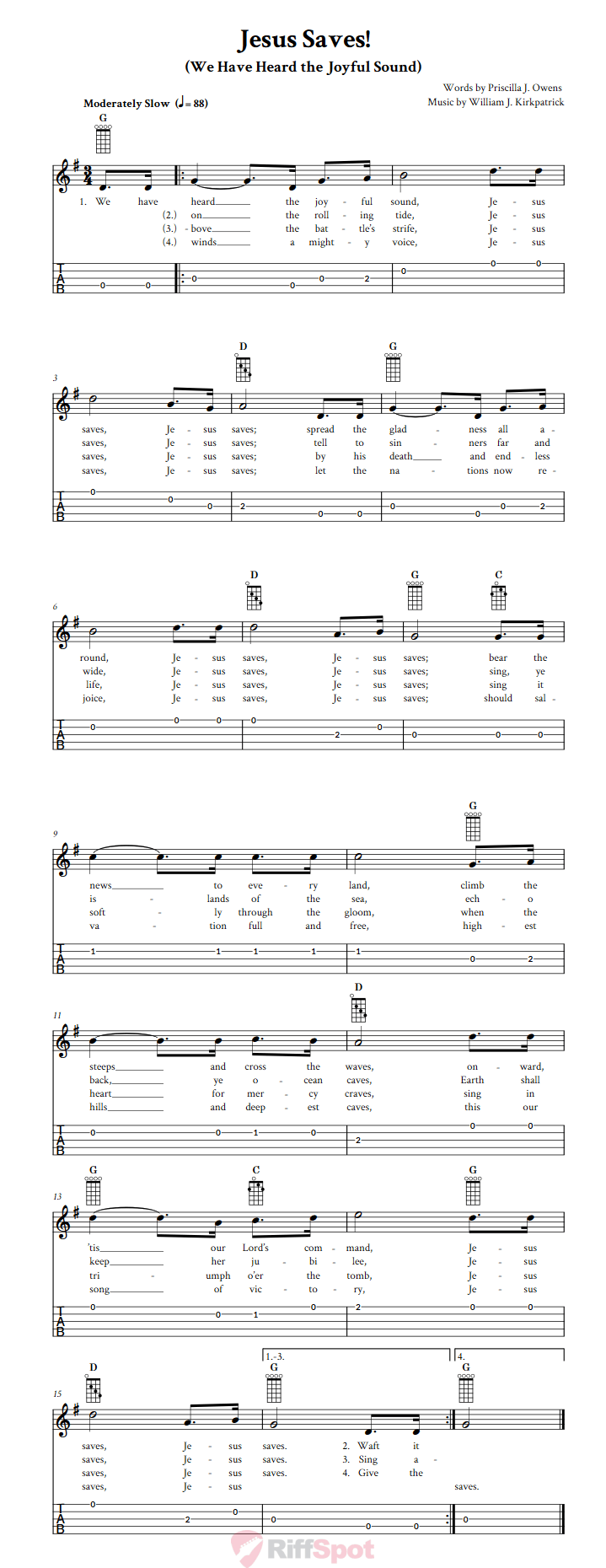 Jesus Saves!  Banjo Tab