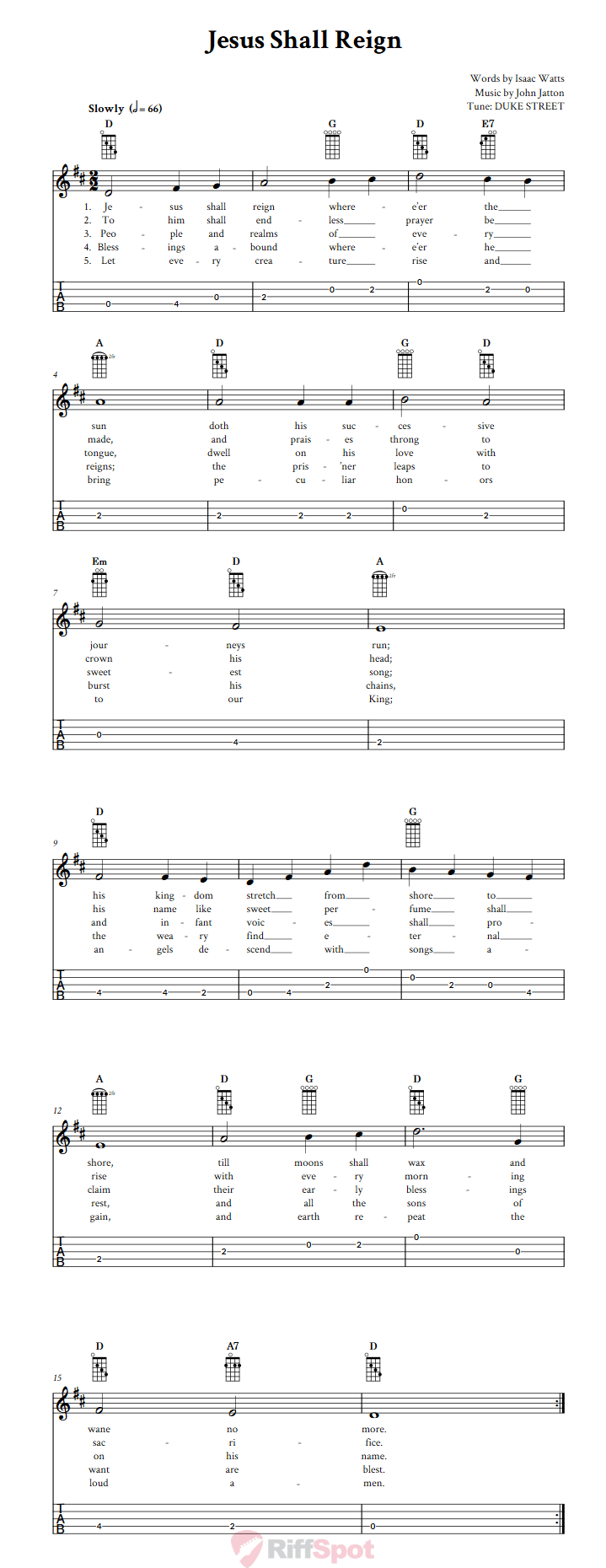 Jesus Shall Reign  Banjo Tab