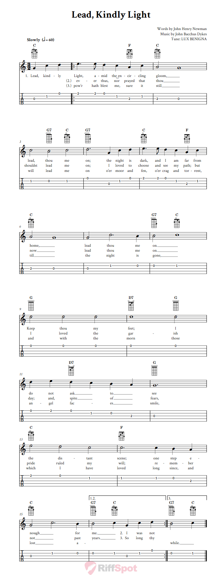 Lead, Kindly Light  Banjo Tab