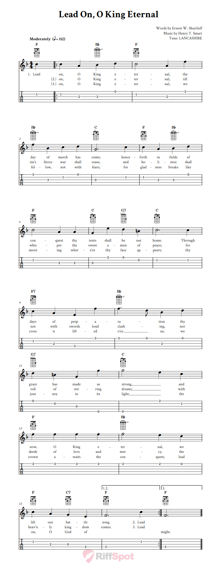 Lead On, O King Eternal  Banjo Tab