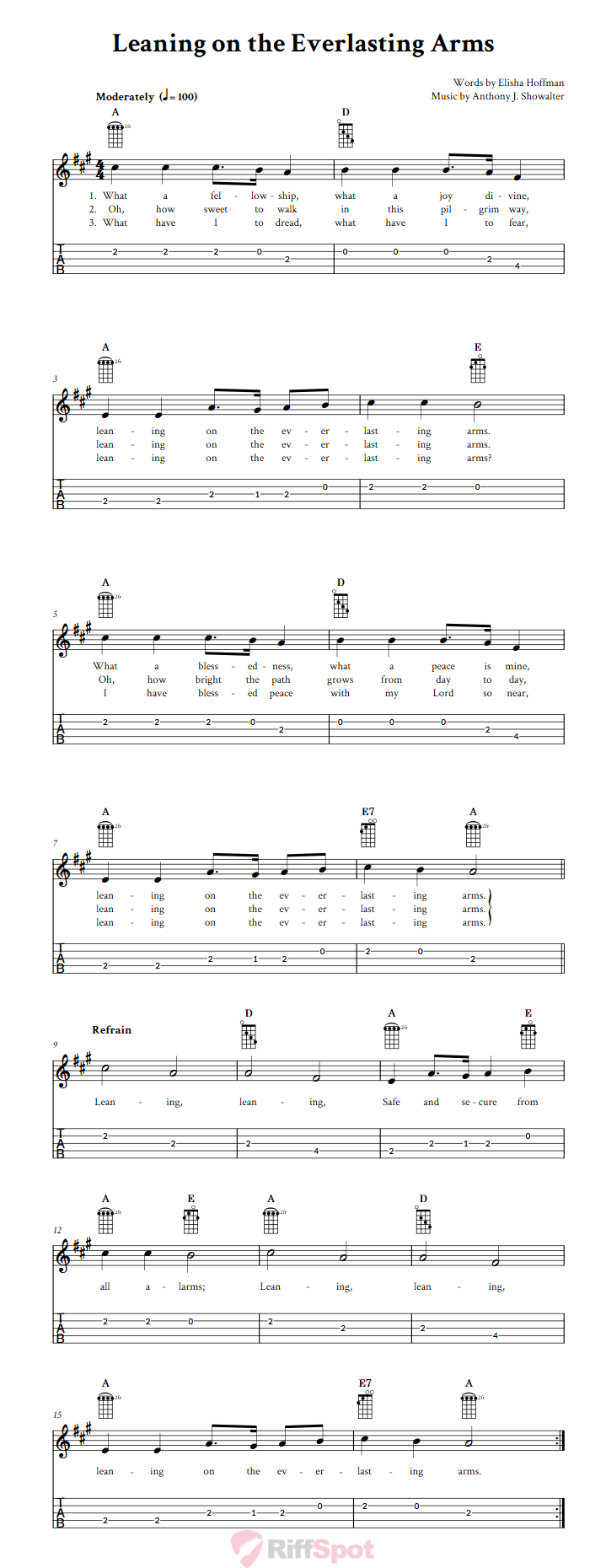 Leaning on the Everlasting Arms  Banjo Tab