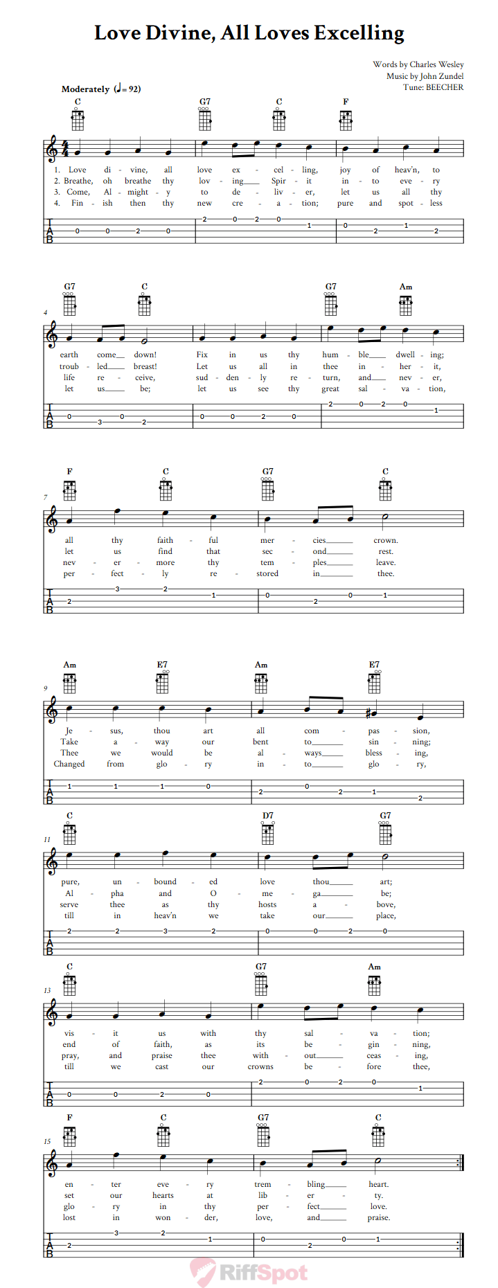 Love Divine, All Loves Excelling  Banjo Tab