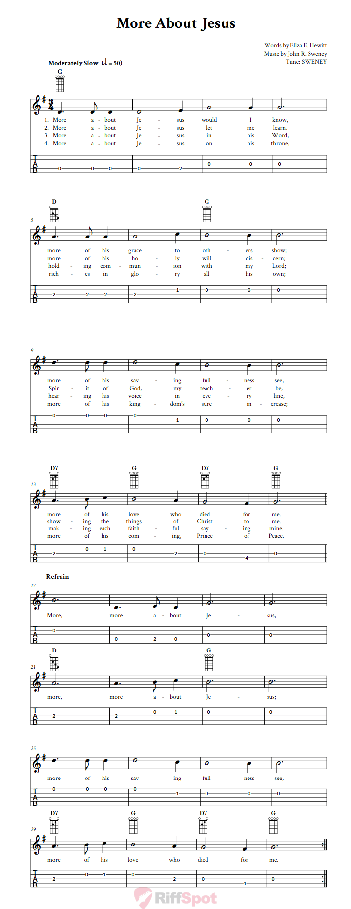 More About Jesus  Banjo Tab