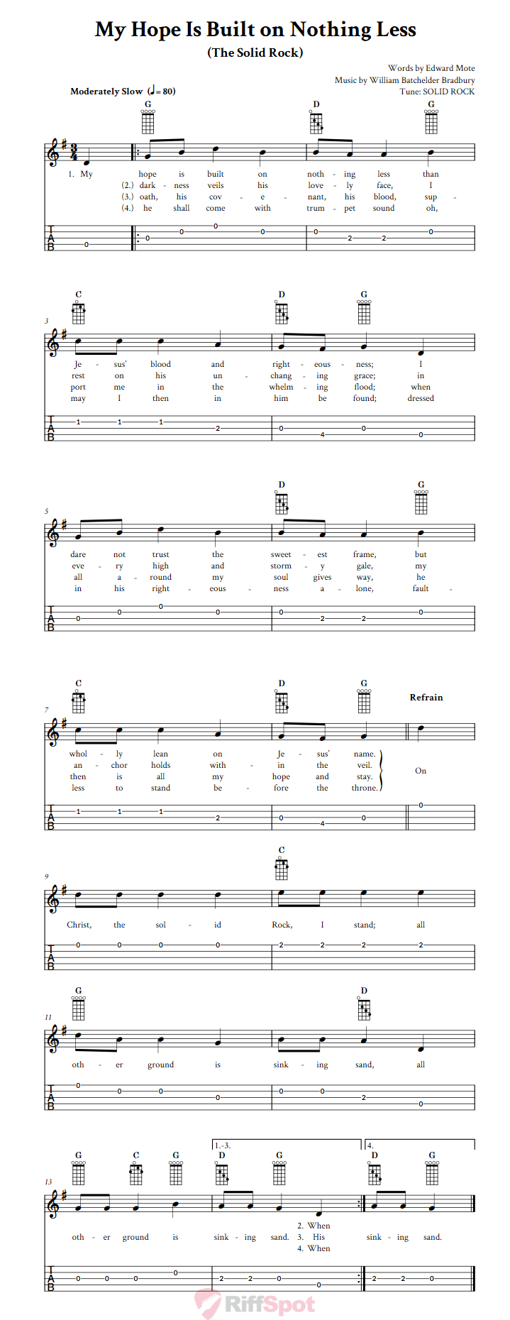My Hope Is Built on Nothing Less  Banjo Tab